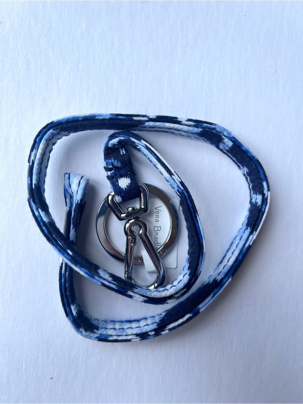 Vera Bradley Ikat Island Lanyard Key Holder NWT Blue & White Tie-dye